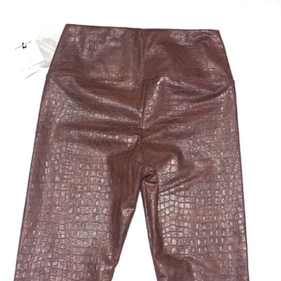 7 for all mankind brown high waist croco faux leather skinny leggings pants XS - Picture 6 of 11